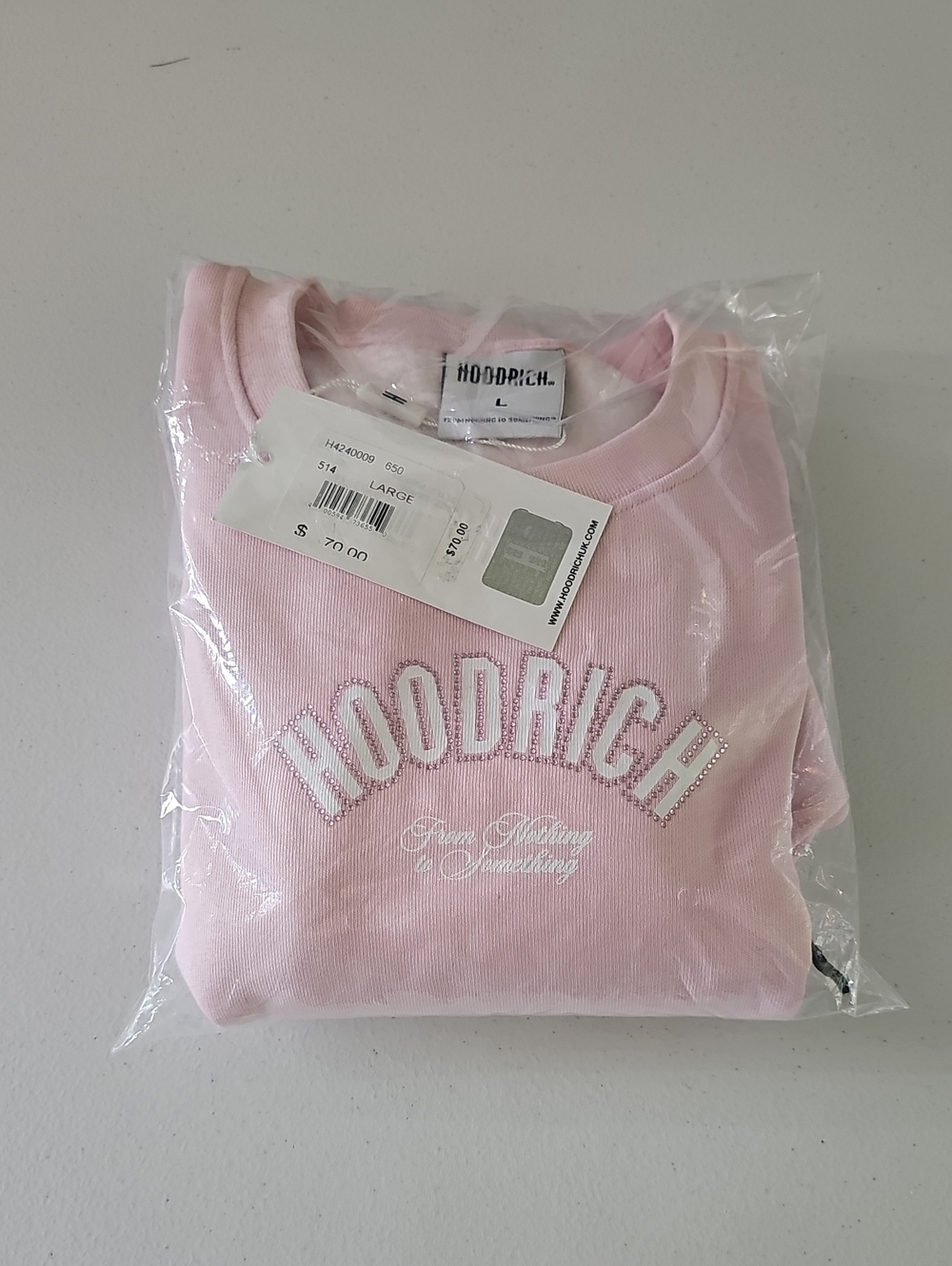 Hoodrich Women's Pink Rhinestone Logo Sweatshirt